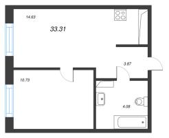 1 ккв № 117 Корп.: 3.1.1 , Секция 3  в ЖК OKLA