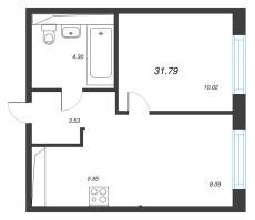 1 ккв № 68 Корп.: 3.1.1 , Секция 2  в ЖК OKLA