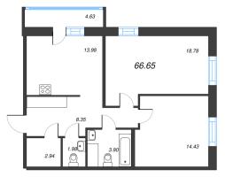 2 ккв № 127 Корп.: 5.3.1 , Секция 1  в ЖК OKLA