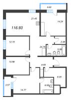 4 ккв № 215 Корп.: 5.3.1 , Секция 1  в ЖК OKLA