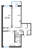 3 ккв (Евро) № 189 Корп.: 3.2.2 , Секция 5  в ЖК OKLA