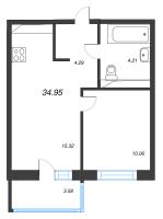 2 ккв (Евро) № 170 Корп.: 3.1.1 , Секция 4  в ЖК OKLA