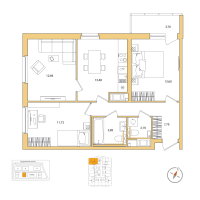 3 ккв № 26 Корп.: 2.2.1 , Секция 1  в ЖК OKLA