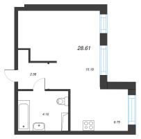 Студия № 114 Корп.: 3.1.1 , Секция 3  в ЖК OKLA