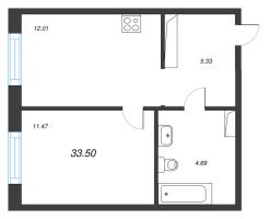 1 ккв № 116 Корп.: 3.1.1 , Секция 3  в ЖК OKLA
