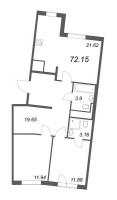 3 ккв (Евро) № 113 Корп.: 5.1.1 , Секция 5  в ЖК OKLA