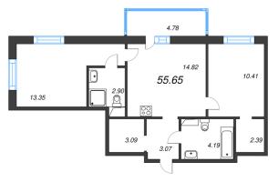 2 ккв № 151 Корп.: 3.1.1 , Секция 3  в ЖК OKLA