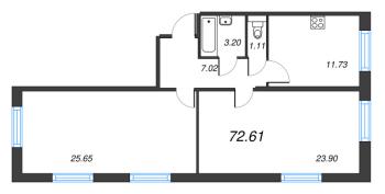 2 ккв № 6 Корп.: 3.2.2 , Секция 1  в ЖК OKLA