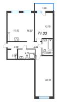 3 ккв (Евро) № 196 Корп.: 3.1.1 , Секция 5  в ЖК OKLA