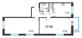 2 ккв № 45 Корп.: 3.2.2 , Секция 1  в ЖК OKLA