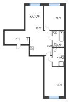 3 ккв (Евро) № 166 Корп.: 3.1.1 , Секция 4  в ЖК OKLA