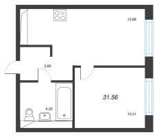 1 ккв № 63 Корп.: 3.1.1 , Секция 2  в ЖК OKLA