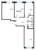 3 ккв № 126 Корп.: 3.2.2 , Секция 4  в ЖК OKLA