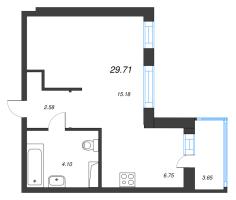 Студия № 138 Корп.: 3.1.1 , Секция 3  в ЖК OKLA