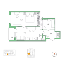 1 ккв № 192 Корп.: 2.2.1 , Секция 1  в ЖК OKLA