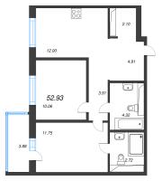 2 ккв № 13 Корп.: 3.1.1 , Секция 1  в ЖК OKLA