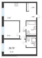 2 ккв № 6 Корп.: 3.1.1 , Секция 1  в ЖК OKLA