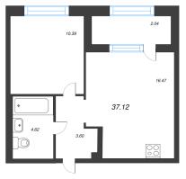 2 ккв (Евро) № 183 Корп.: 2 , Секция 1  в ЖК ORO by Akvilon