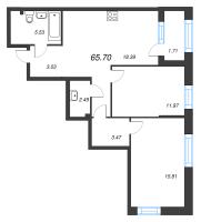 3 ккв (Евро) № 7 Корп.: 1 , Секция 1  в ЖК ORO by Akvilon