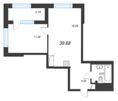 2 ккв (Евро) № 303 Корп.: 2 , Секция 2  в ЖК ORO by Akvilon