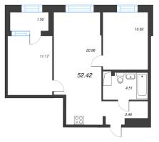 3 ккв (Евро) № 32 Корп.: 1 , Секция 1  в ЖК ОРО от Аквилон