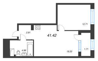 2 ккв (Евро) № 122 Корп.: 1 , Секция 1  в ЖК ОРО от Аквилон
