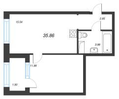 2 ккв (Евро) № 345 Корп.: 2 , Секция 2  в ЖК ОРО от Аквилон