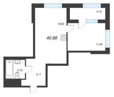 2 ккв (Евро) № 297 Корп.: 2 , Секция 2  в ЖК ОРО от Аквилон