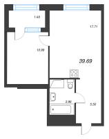 2 ккв (Евро) № 414 Корп.: 2 , Секция 2  в ЖК ОРО от Аквилон