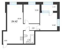 3 ккв (Евро) № 5 Корп.: 1 , Секция 1  в ЖК ОРО от Аквилон