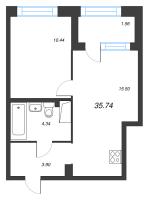 2 ккв (Евро) № 54 Корп.: 1 , Секция 1  в ЖК ОРО от Аквилон