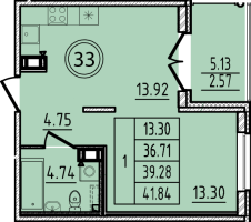 1 ккв № 33 Корп.: 2 , Секция 1  в ЖК Образцовый квартал 14