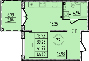 1 ккв № 77 Корп.: 1 , Секция 4  в ЖК Образцовый квартал 14