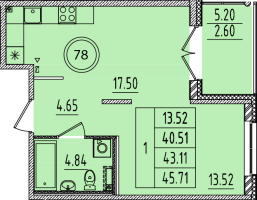 2 ккв (Евро) № 78 Корп.: 3 , Секция 4  в ЖК Образцовый квартал 14