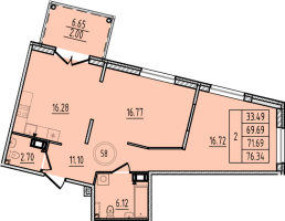 3 ккв (Евро) № 58 Корп.: 1 , Секция 3  в ЖК Образцовый квартал 14