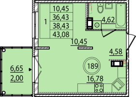 2 ккв (Евро) № 189 Корп.: 1 , Секция 6  в ЖК Образцовый квартал 15