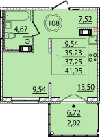 1 ккв № 108 Корп.: 1 , Секция 4  в ЖК Образцовый квартал 15