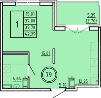 1 ккв № 79 Корп.: 1 , Секция 3  в ЖК Образцовый квартал 16