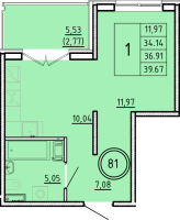 1 ккв № 81 Корп.: 2 , Секция 2  в ЖК Образцовый квартал 16