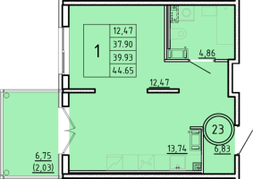 1 ккв № 23 Корп.: 3 , Секция 1  в ЖК Образцовый квартал 16