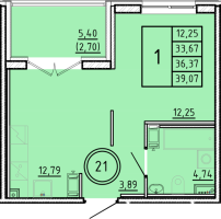 1 ккв № 21 Корп.: 1 , Секция 1  в ЖК Образцовый квартал 16
