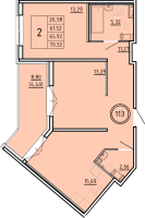 3 ккв (Евро) № 113 Корп.: 2 , Секция 3  в ЖК Образцовый квартал 16