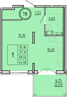 1 ккв № 78 Корп.: 3 , Секция 3  в ЖК Образцовый квартал 16