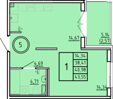 1 ккв № 5 Корп.: 1 , Секция 1  в ЖК Образцовый квартал 16