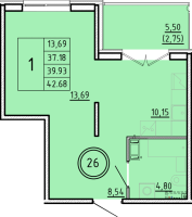 1 ккв № 26 Корп.: 3 , Секция 1  в ЖК Образцовый квартал 16