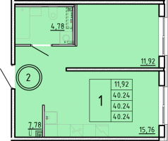 2 ккв (Евро) № 2 Корп.: 3 , Секция 1  в ЖК Образцовый квартал 16