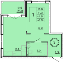 2 ккв (Евро) № 5 Корп.: 3 , Секция 1  в ЖК Образцовый квартал 16