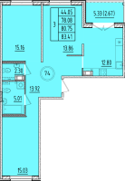 3 ккв № 74 Корп.: 3 , Секция 3  в ЖК Образцовый квартал 17