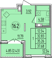 1 ккв № 162 Корп.: 2 , Секция 5  в ЖК Образцовый квартал 17