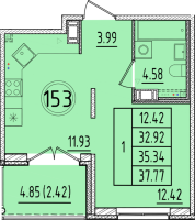 1 ккв № 153 Корп.: 2 , Секция 5  в ЖК Образцовый квартал 17